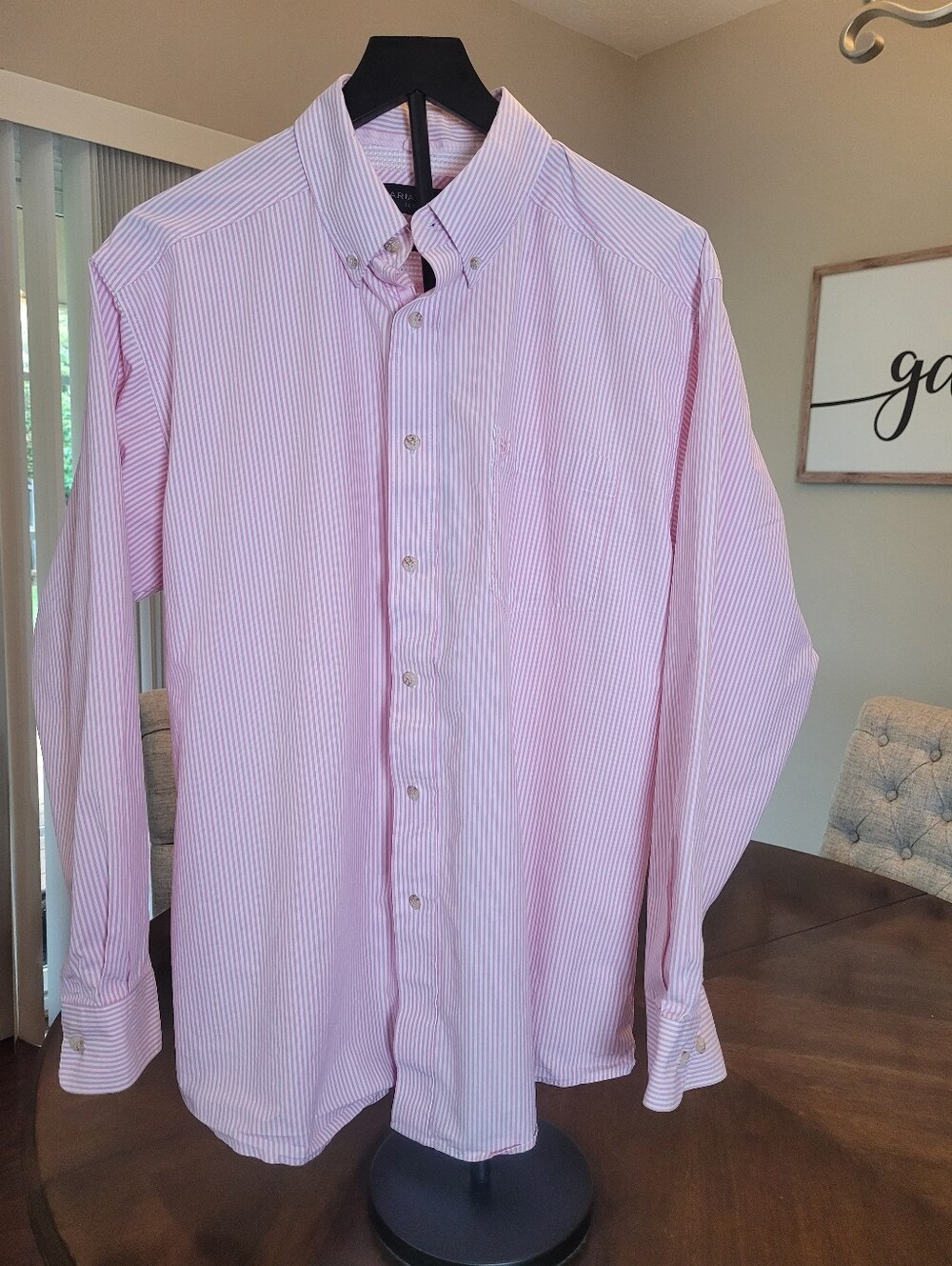 Ariat Men's Pro series Pink Stripe Button-Down Dress Shirt.  Size L